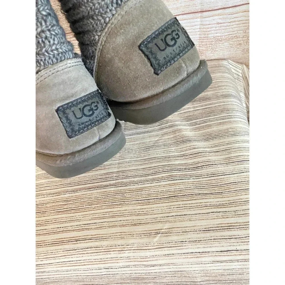 UGG Australia Girl's US 4 Gray Warm Twisted Cable Over The Knee Boots Pre-owned - Picture 7 of 10